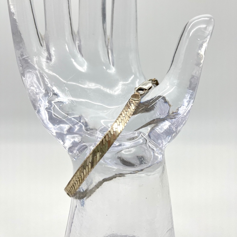 Vintage‎ Italy 925 Sterling Silver Herringbone Bracelet 8 Inches